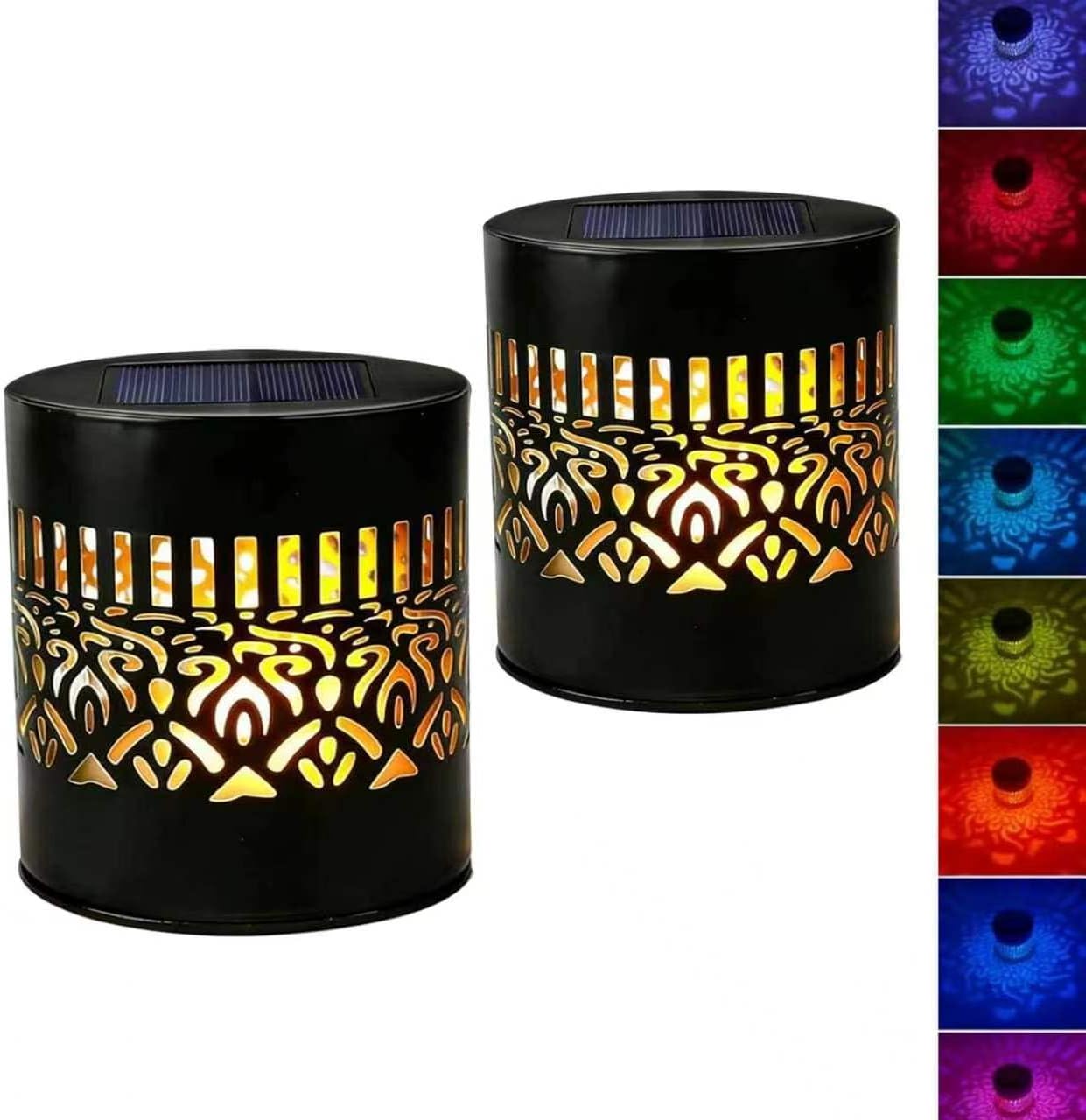Automatic Color Change Solar Mandala Lights Outdoor, Decorative Solar Mandala Lights, Mandala Theme Waterproof Fence Light for Garden Post Patio Backyard Yard Decor (2 pcs)
