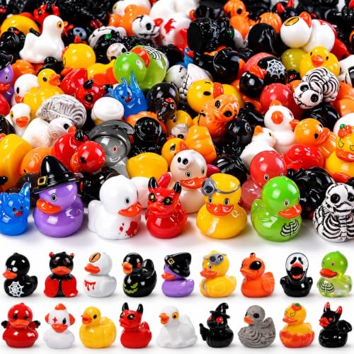 DULEFUN 61Pcs Halloween Mini Resin Duck Novelty Halloween Party Favors Gift